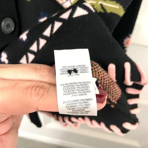 NWOT Never Fully Dressed Havana Balloon Sleeve Cardigan Black Tropical Size M - Picture 5 of 7